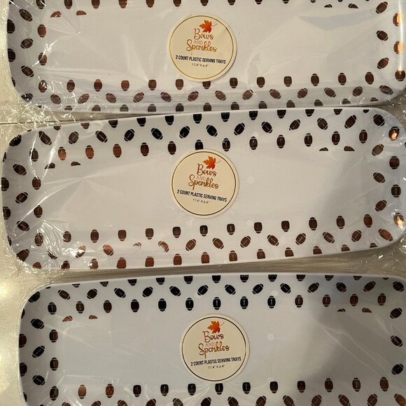Bows and Sparkles Other - Plastic Football Serving Trays - 6 trays (3 packs / 2 trays per pack) (new/home)